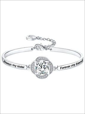 Engraved Message Bangle Bracelet Best Sister Friend Gift